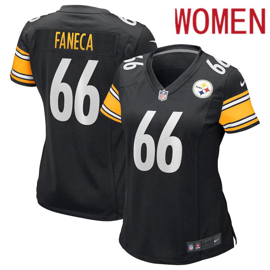 Women Pittsburgh Steelers #66 Alan Faneca Nike Black Game Retired Player NFL Jersey->women nfl jersey->Women Jersey